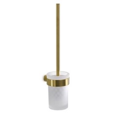 Toilet Brush, Wall Mounted Frosted Glass With Matte Gold Mount